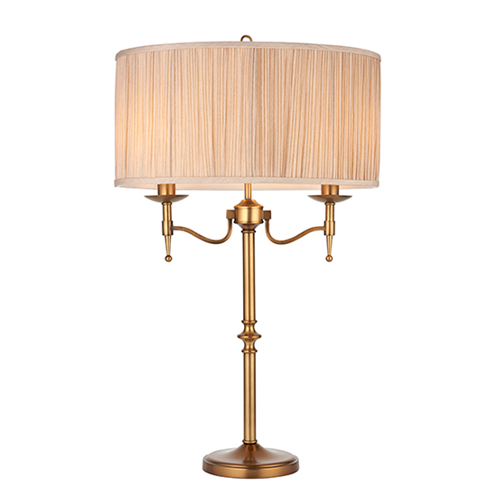 Stanford Table Lamp In Antique Brass With Beige Shade