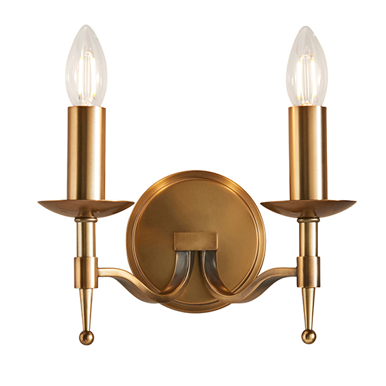 Stanford Twin Wall Light In Antique Brass