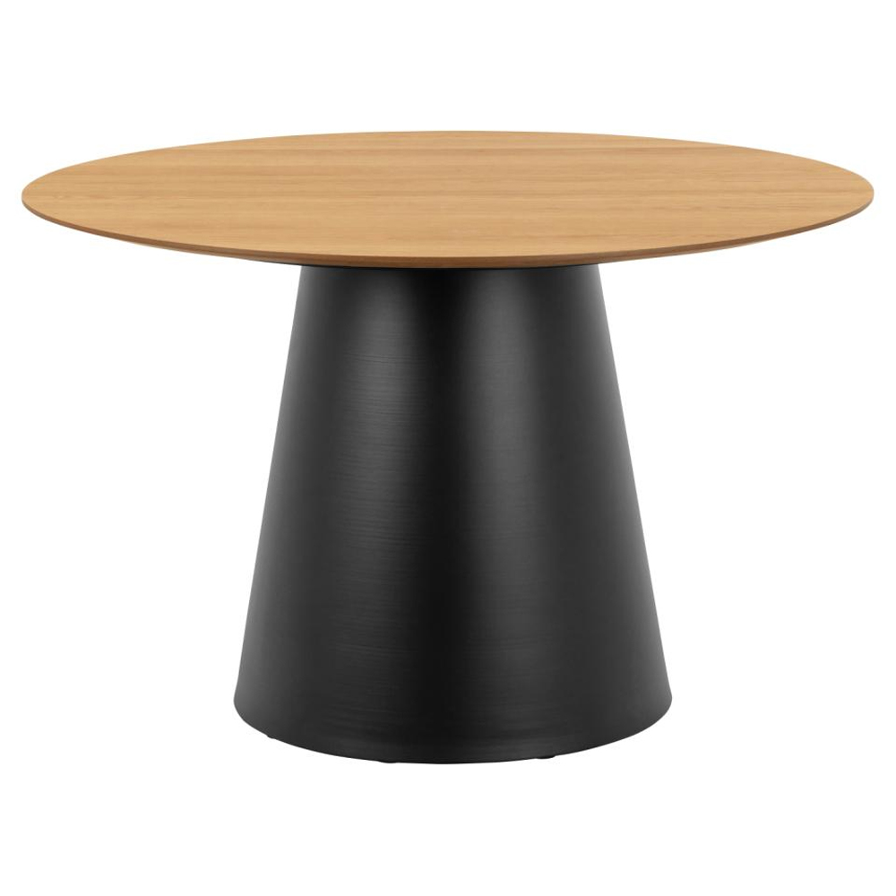 Stanford Wooden Dining Table With Black Base In Matt Oak