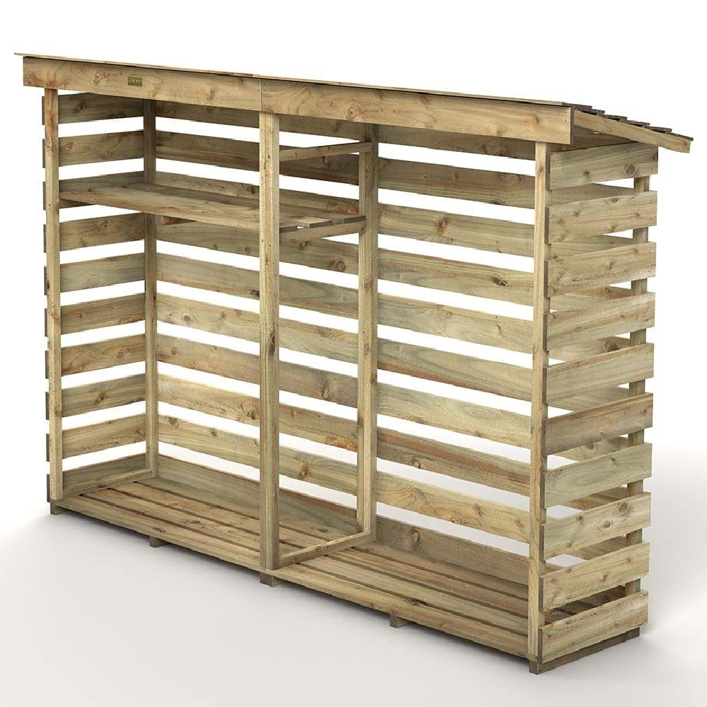 Stanin Large Wooden Garden Log Storage Shed In Natural
