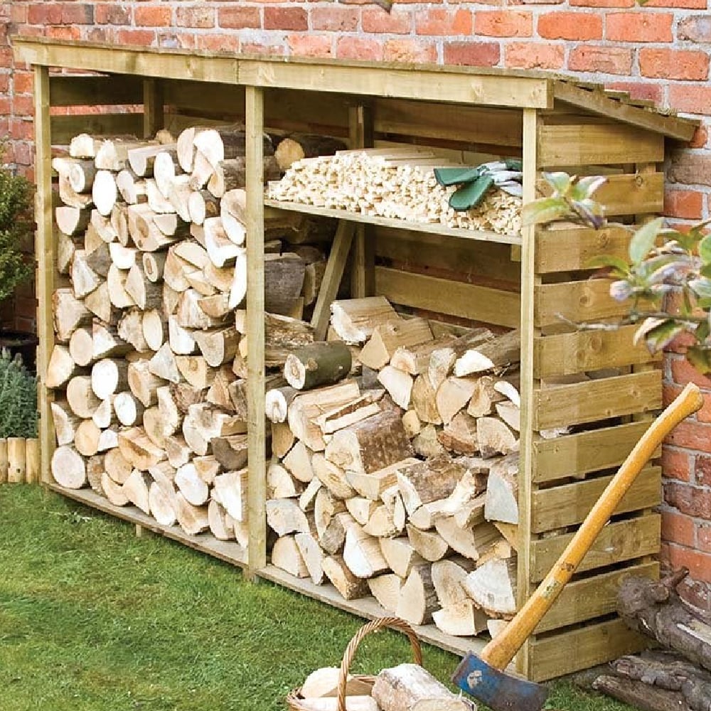 Stanin Large Wooden Garden Log Storage Shed In Natural