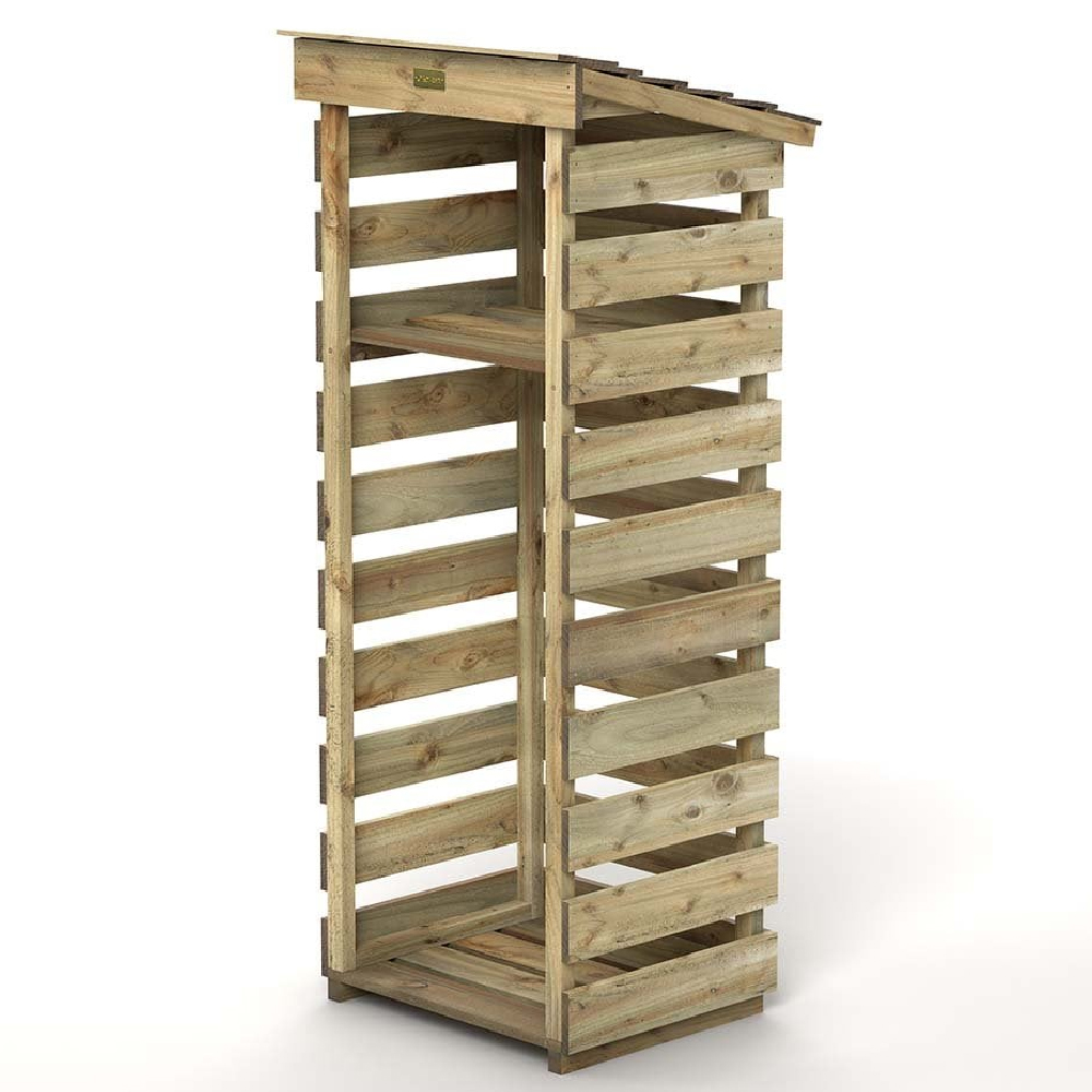 Stanin Narrow Wooden Garden Log Storage Shed In Natural