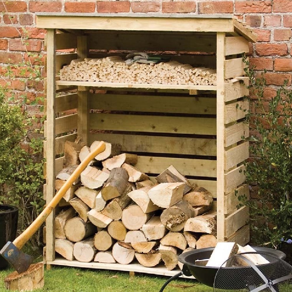 Stanin Small Wooden Garden Log Storage Shed In Natural