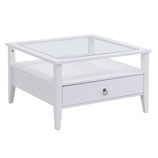 Stanley Square Glass Coffee Table With 2 Drawers In White_3