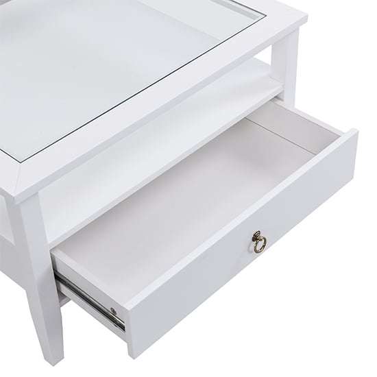 Stanley Square Glass Coffee Table With 2 Drawers In White_7