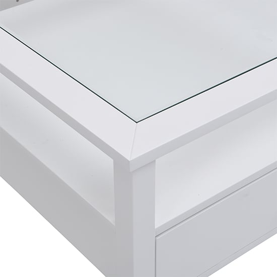 Stanley Square Glass Coffee Table With 2 Drawers In White_8