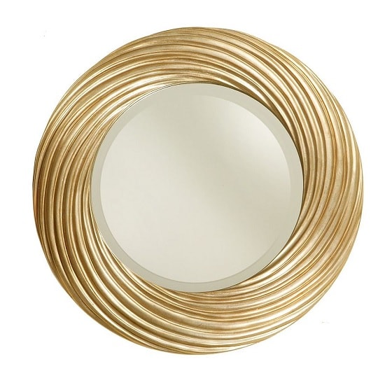 Stanton Swirl Effect Wall Mirror Round In Gold Leaf FiF