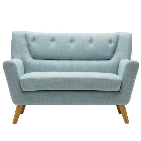Stanwell 2 Seater Sofa In Duck Egg Blue Fabric With Wooden Legs_2