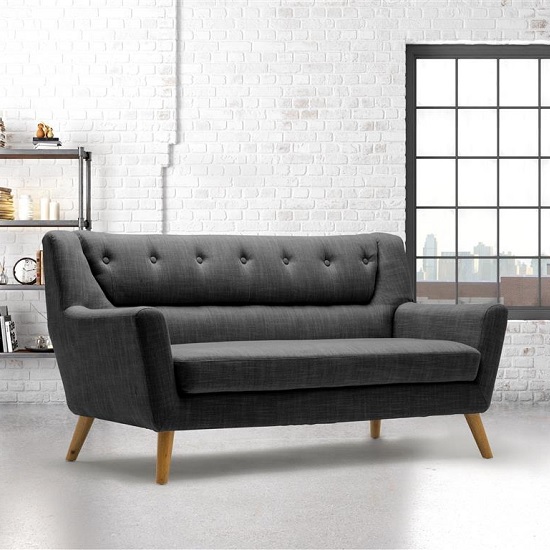 Photo of Stanwell 3 seater sofa in grey fabric with wooden legs