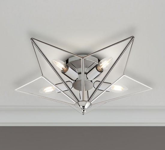 Read more about Star 5 lamp ceiling light in chrome with clear glass panels