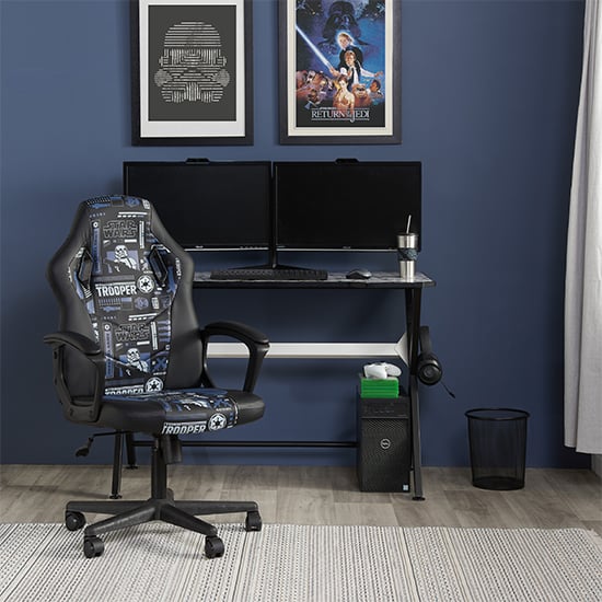 Product photograph of Star Wars Faux Leather Childrens Gaming Chair In Blue from Furniture in Fashion