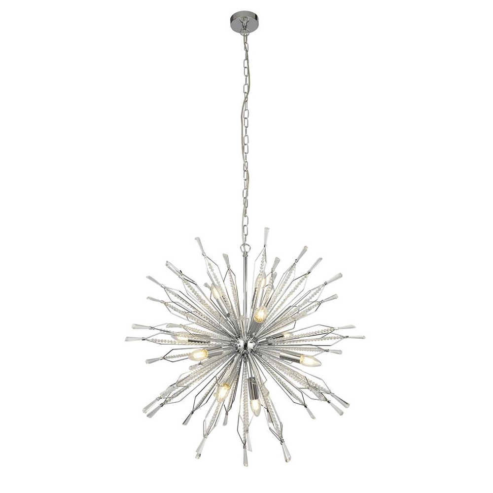 Read more about Starburst 10 light glass ceiling pendant light in chrome