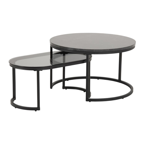 Read more about Starkville set of 2 coffee tables in black marble effect