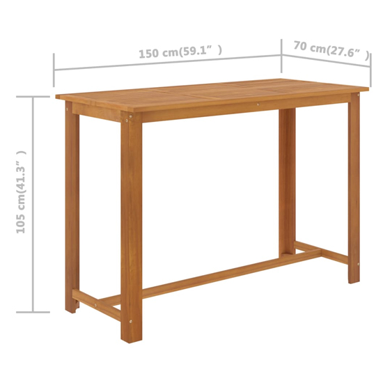 Starla Large Natural Wooden Bar Table With 8 Brown Bar Chairs