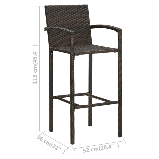 Starla Large Natural Wooden Bar Table With 8 Brown Bar Chairs