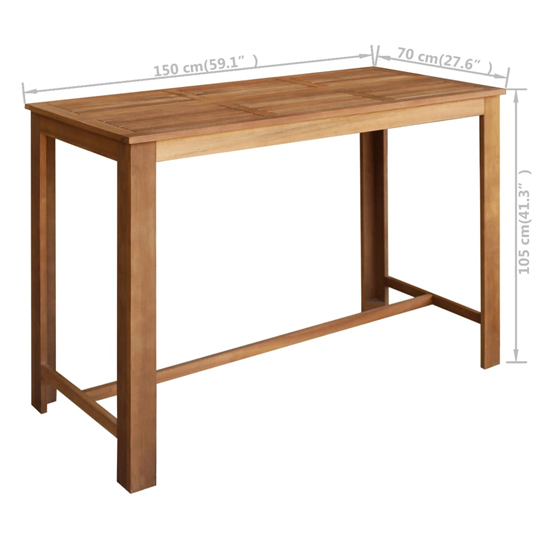 Starla 150cm Wooden Bar Table In Natural