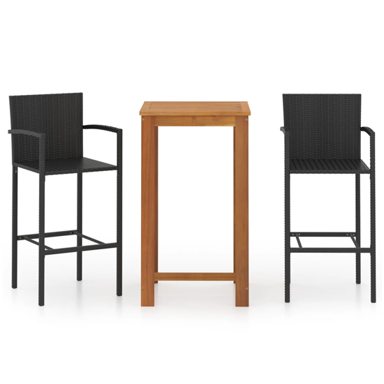 Starla Small Natural Wooden Bar Table With 2 Black Bar Chairs_2