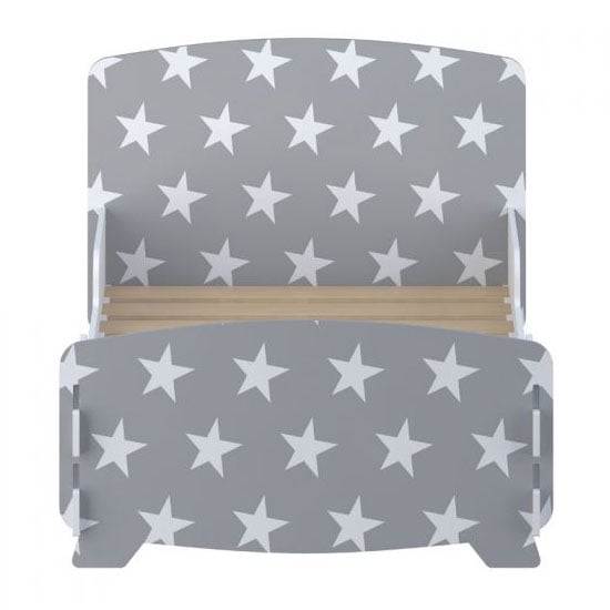 Stars Design Kids Junior Single Bed In Grey And White_3