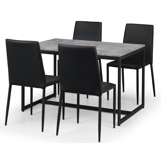 Salome Concrete Effect Dining Set With 4 Jazz Black Chairs_2