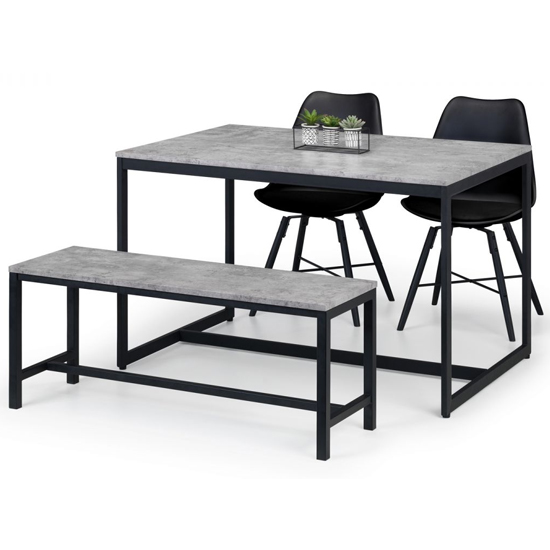 Sheffield Concrete Dining Table With Bench And 2 Kari Chairs_2