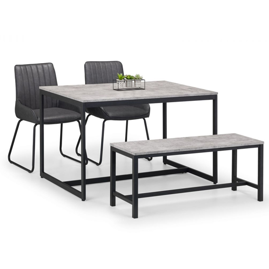 Sheffield Concrete Dining Table With Bench And 2 Soho Chairs