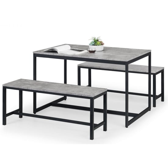 Salome Concrete Effect Dining Set With 2 Benches_2