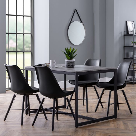 Sheffield Concrete Effect Dining Set With 4 Kari Black Chairs_1