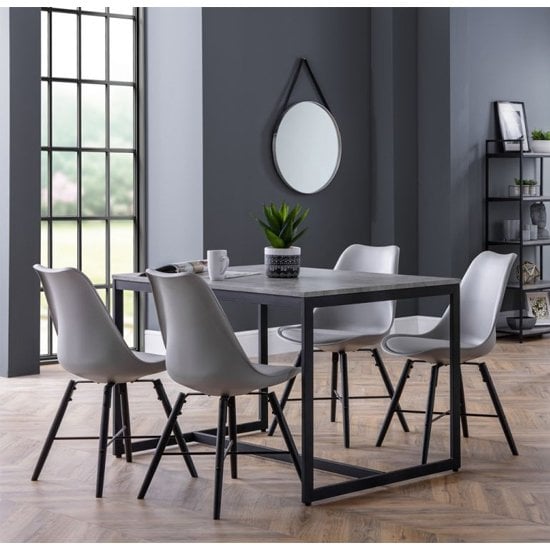 Salome Dining Set In Concrete Effect With 4 Kaili Grey Chairs_1