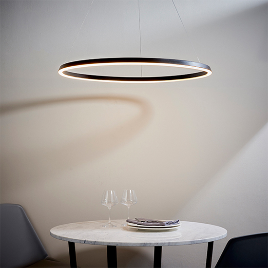 Staten LED Pendant Light In Matt Black With White Diffuser