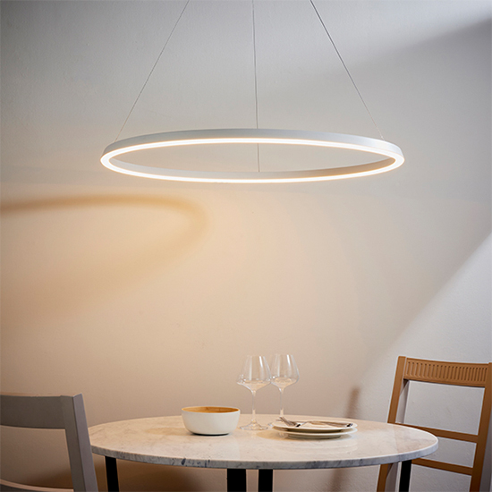 Staten LED Pendant Light In Matt White With White Diffuser
