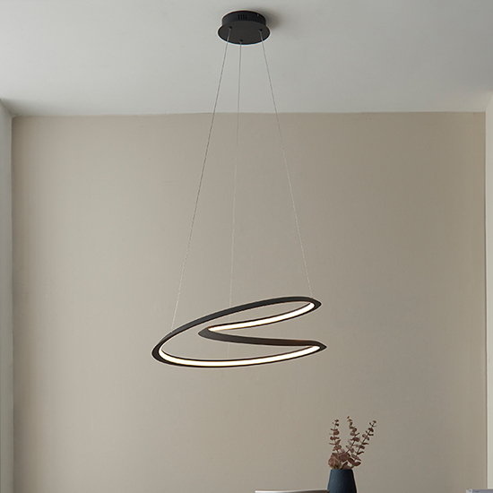 Photo of Staten led pendant light in textured black with white diffuser