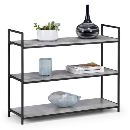 Salome Low Metal Bookcase In Concrete Effect_2