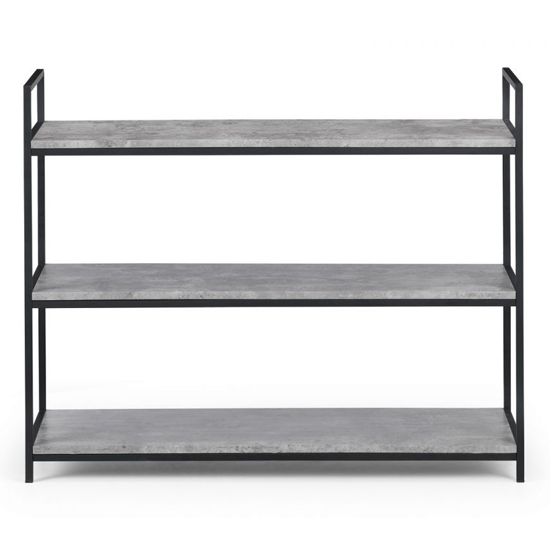 Staten Low Metal Bookcase In Concrete Effect Furniture in Fashion