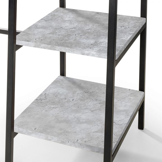 Salome Wooden Laptop Desk In Concrete Effect With 2 Shelves