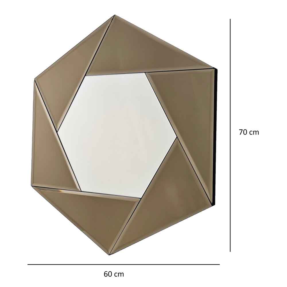 Status Glass Wall Mirror with Bronze Wooden Frame