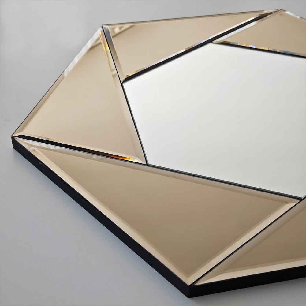 Status Glass Wall Mirror with Bronze Wooden Frame