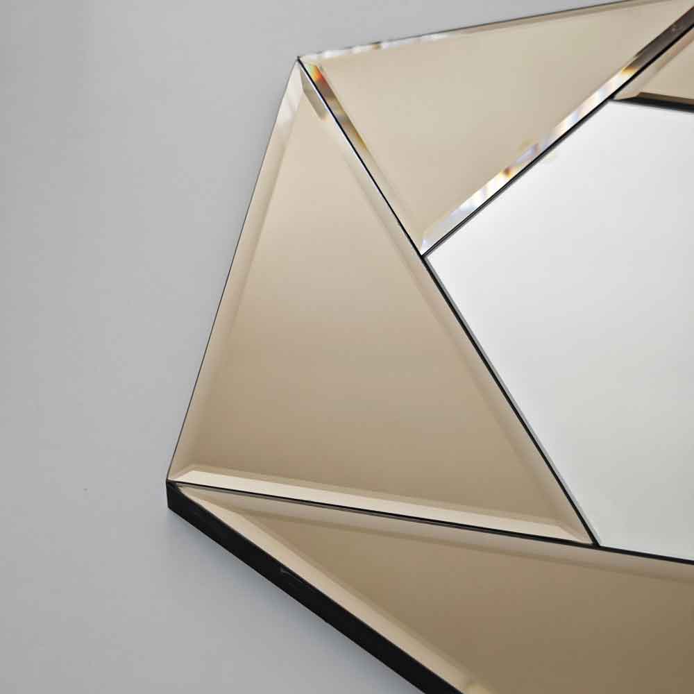 Status Glass Wall Mirror with Bronze Wooden Frame