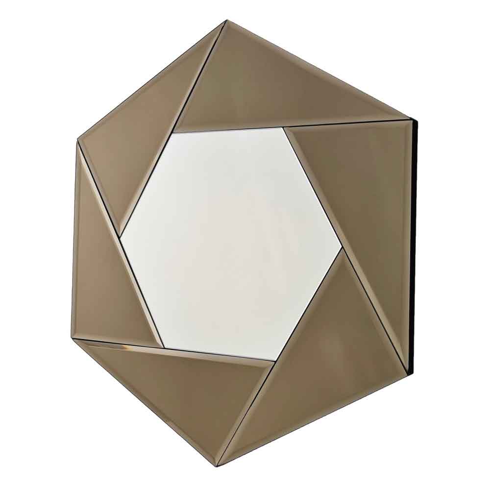 Status Glass Wall Mirror with Bronze Wooden Frame