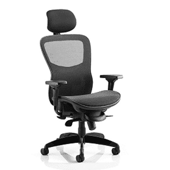 Photo of Stealth shadow ergo headrest office chair in black mesh seat