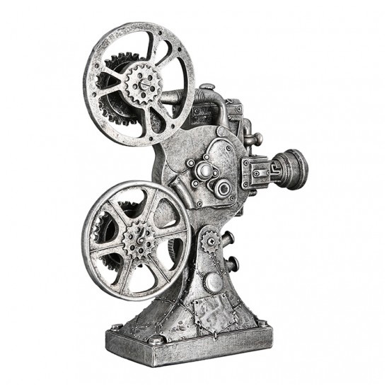 Steampunk Camera Poly Sculpture In Antique Silver