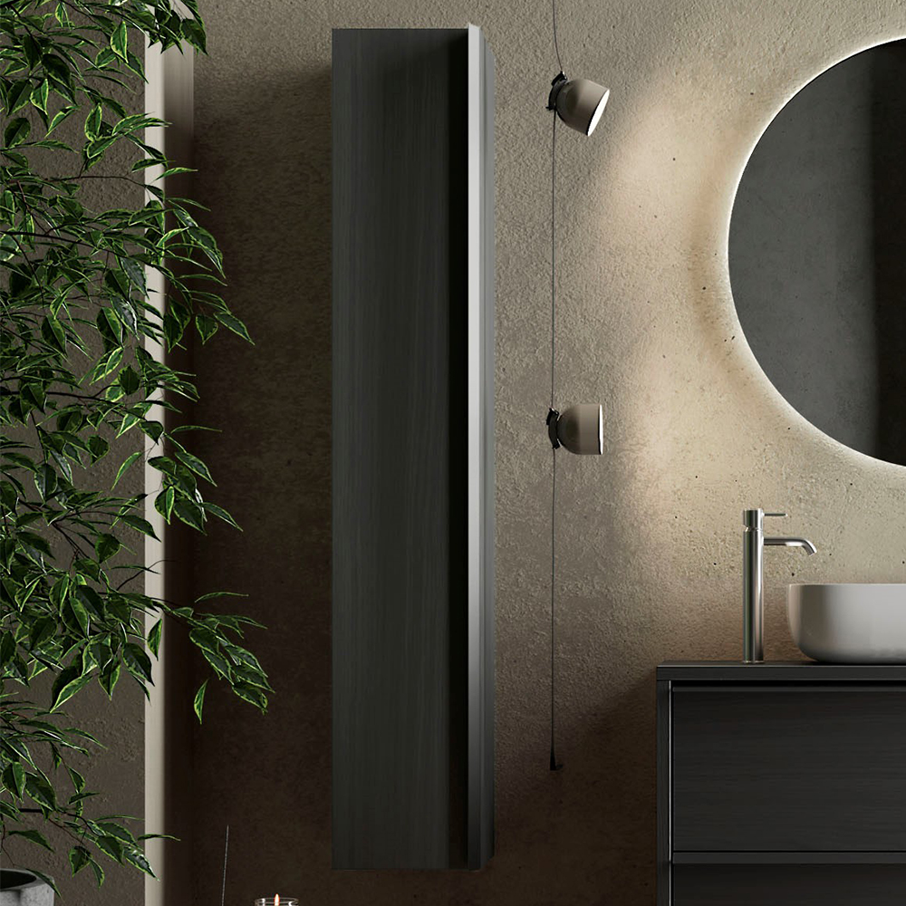 Steelville Wooden Bathroom Wall Cabinet With 1 Door In Burnt Black