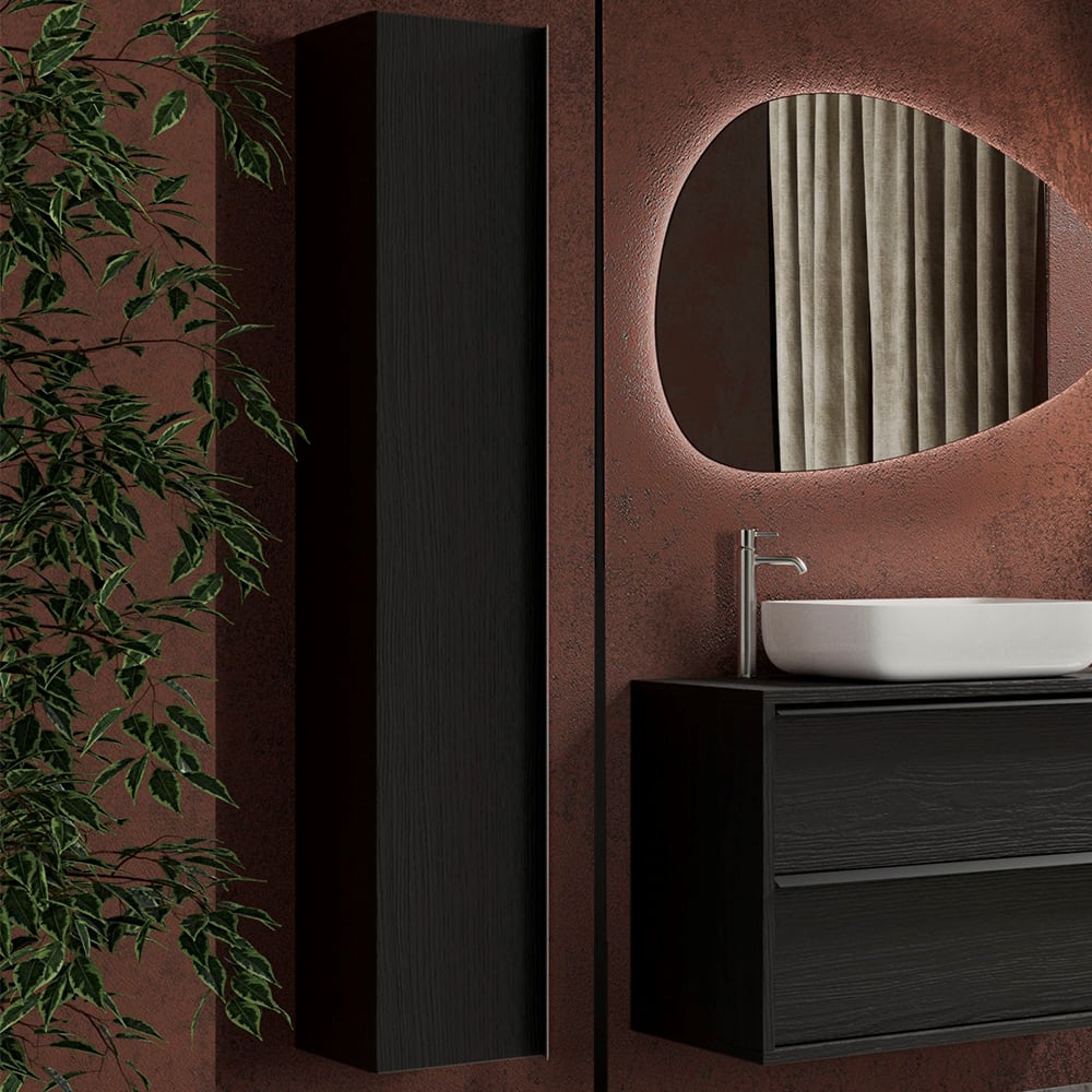 Steelville Wooden Bathroom Wall Cabinet With 1 Door In Burnt Black