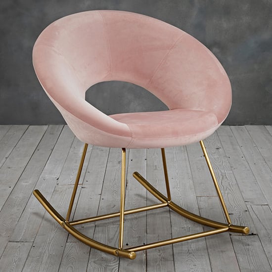Photo of Stela velvet rocking chair with golden legs in vintage pink