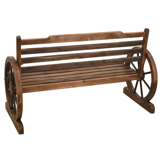 Stella 112cm Wooden Garden Seating Bench In Brown