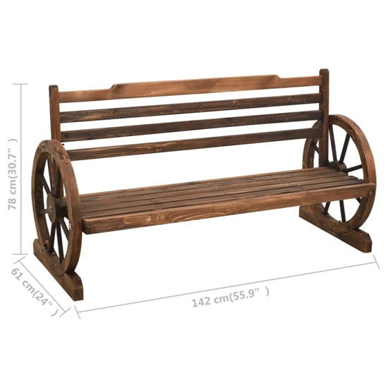 Stella 142cm Wooden Garden Seating Bench In Brown_6