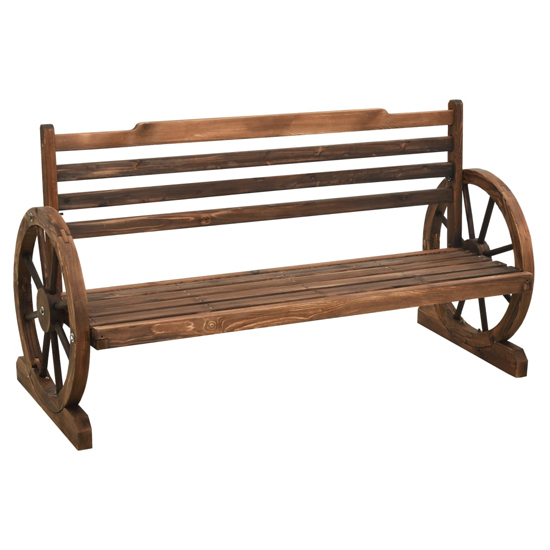 Photo of Stella 142cm wooden garden seating bench in brown