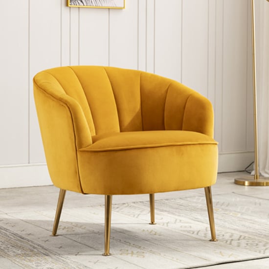 Product photograph of Stelloma Velvet Upholstered Tub Chair In Apricot from Furniture in Fashion