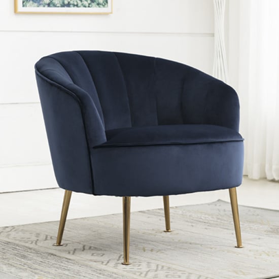 Product photograph of Stelloma Velvet Upholstered Tub Chair In Navy from Furniture in Fashion