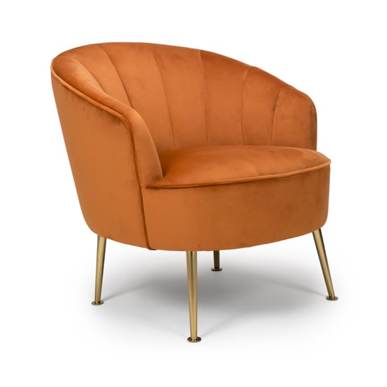 Stelloma Velvet Upholstered Tub Chair In Pumpkin_2