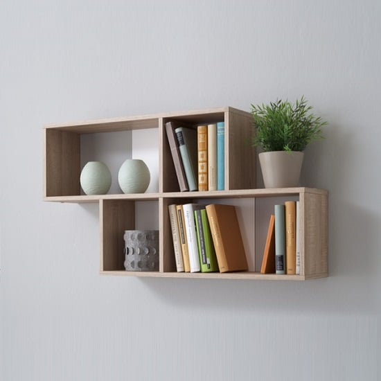 Read more about Stella wall mounted display shelf in canadian oak and white